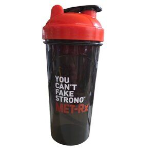 Met-Rx You Can't Fake Strong 28oz Black and Red Shaker Bottle